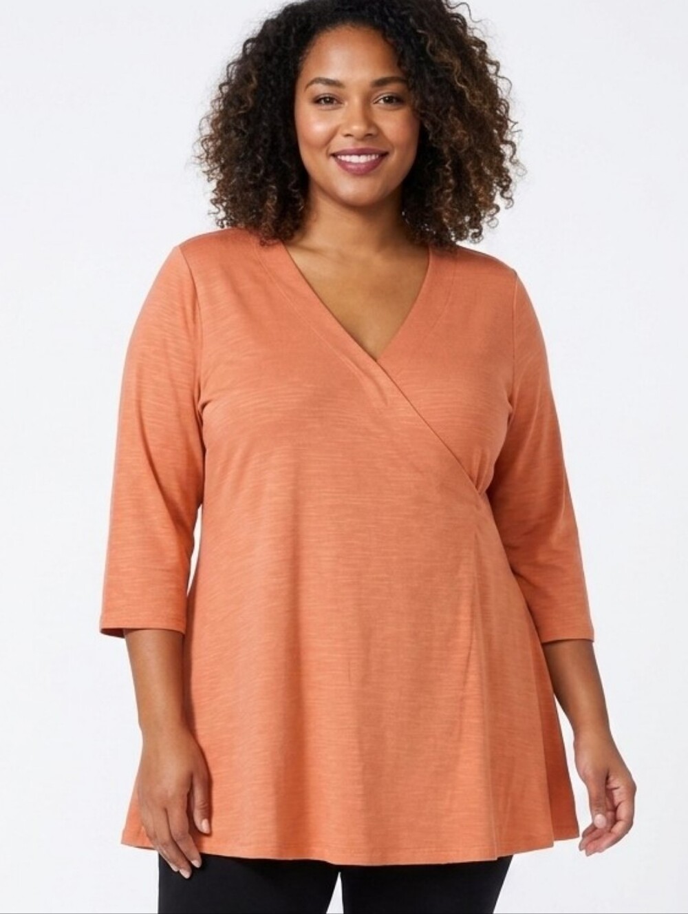 Premise Studio Plus Size Coral Faux Tunic Top